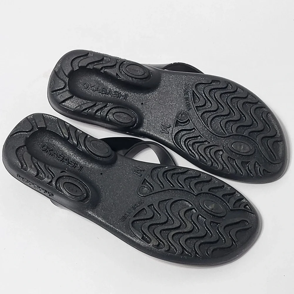 Okabashi Jukz Basketball Flip Flops Mens Medium Orange Black Made in USA Sandals